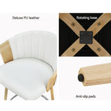 NNEDSZ Bar Stools Kitchen Stool Wooden Chair Swivel Chairs Leather White x2