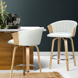 NNEDSZ Bar Stools Kitchen Stool Wooden Chair Swivel Chairs Leather White x2