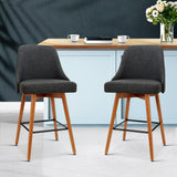 NNEDSZ Set of 2 Wooden Fabric Bar Stools Square Footrest - Charcoal