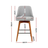 NNEDSZ Set of 4 Wooden Fabric Bar Stools Square Footrest - Light Grey