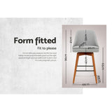 NNEDSZ Set of 4 Wooden Fabric Bar Stools Square Footrest - Light Grey