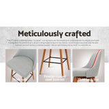 NNEDSZ Set of 4 Wooden Fabric Bar Stools Square Footrest - Light Grey