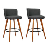 NNEDSZ Set of 2 Wooden Fabric Bar Stools Circular Footrest - Charcoal