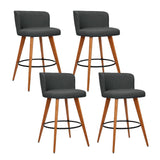 NNEDSZ Set of 4 Wooden Fabric Bar Stools Circular Footrest - Charcoal