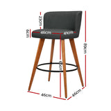 NNEDSZ Set of 4 Wooden Fabric Bar Stools Circular Footrest - Charcoal