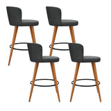 NNEDSZ Set of 4 Wooden Fabric Bar Stools Circular Footrest - Charcoal