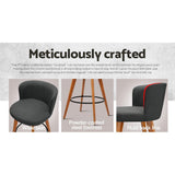 NNEDSZ Set of 4 Wooden Fabric Bar Stools Circular Footrest - Charcoal