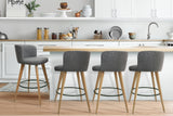 NNEDSZ Set of 4 Wooden Fabric Bar Stools Circular Footrest - Charcoal