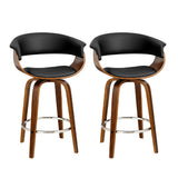 NNEDSZ Set of 2 Swivel PU Leather Bar Stool - Wood and Black