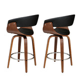 NNEDSZ Set of 2 Swivel PU Leather Bar Stool - Wood and Black