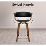 NNEDSZ Set of 2 Swivel PU Leather Bar Stool - Wood and Black