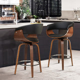 NNEDSZ Set of 2 Swivel PU Leather Bar Stool - Wood and Black