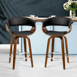 NNEDSZ Set of 2 Swivel PU Leather Bar Stool - Wood and Black