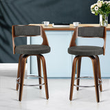 NNEDSZ Set of 2 Wooden Swivel Bar Stools - Charcoal, Wood and Chrome
