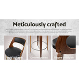 NNEDSZ Set of 2 Wooden Bar Stools PU Leather - Black and Wood