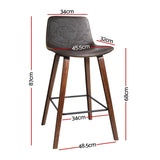 NNEDSZ Set of 2 PU Leather Bar Stools Square Footrest - Wood and Brown