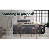 NNEDSZ Set of 2 PU Leather Bar Stools Square Footrest - Wood and Brown