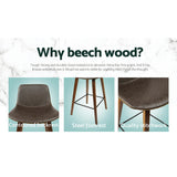 NNEDSZ Set of 2 PU Leather Bar Stools Square Footrest - Wood and Brown