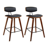NNEDSZ Set of 2 PU Leather Circular Footrest Bar Stools - Black