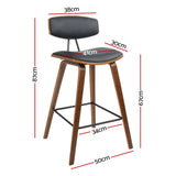 NNEDSZ Set of 2 PU Leather Circular Footrest Bar Stools - Black