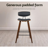 NNEDSZ Set of 2 PU Leather Circular Footrest Bar Stools - Black