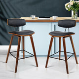 NNEDSZ Set of 2 PU Leather Circular Footrest Bar Stools - Black
