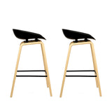 NNEDSZ Set of 2 Wooden Square Footrest Bar Stools - Black