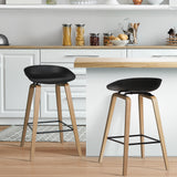 NNEDSZ Set of 2 Wooden Square Footrest Bar Stools - Black