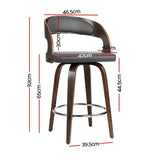 NNEDSZ Set of 2 Walnut Wooden PU Leather Bar Stools - Grey and Walnut