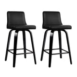 NNEDSZ Set of 2 Wooden PU Leather Bar Stool - Black