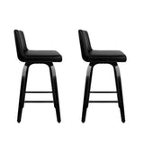 NNEDSZ Set of 2 Wooden PU Leather Bar Stool - Black