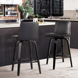 NNEDSZ Set of 2 Wooden PU Leather Bar Stool - Black