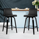 NNEDSZ Set of 2 Wooden PU Leather Bar Stool - Black