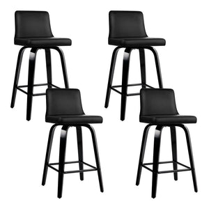 NNEDSZ Set of 4 Wooden PU Leather Bar Stool - Black