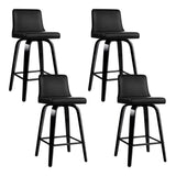 NNEDSZ Set of 4 Wooden PU Leather Bar Stool - Black