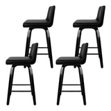 NNEDSZ Set of 4 Wooden PU Leather Bar Stool - Black