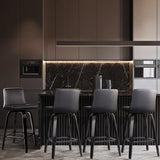 NNEDSZ Set of 4 Wooden PU Leather Bar Stool - Black