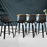 NNEDSZ Set of 4 Wooden PU Leather Bar Stool - Black