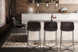 NNEDSZ Set of 4 PU Leather Metal Bar Stools - Brown and Black