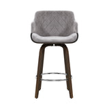 NNEDSZ 2x Kitchen Bar Stools Wooden Bar Stool Chairs Swivel Velvet Fabric Grey