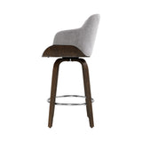 NNEDSZ 2x Kitchen Bar Stools Wooden Bar Stool Chairs Swivel Velvet Fabric Grey