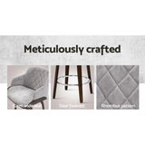 NNEDSZ 2x Kitchen Bar Stools Wooden Bar Stool Chairs Swivel Velvet Fabric Grey