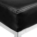 NNEDSZ Set of 2 PU Leather Backless Bar Stools - Black and Chrome