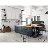 NNEDSZ Set of 2 Backless PU Leather Bar Stools - Black and Wood