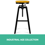 NNEDSZ Adjustable Height Swivel Bar Stool - Black and Wood