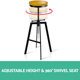 NNEDSZ Adjustable Height Swivel Bar Stool - Black and Wood
