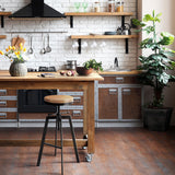 NNEDSZ Adjustable Height Swivel Bar Stool - Black and Wood