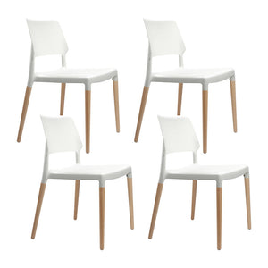 NNEDSZ Set of 4 Wooden Stackable Dining Chairs - White