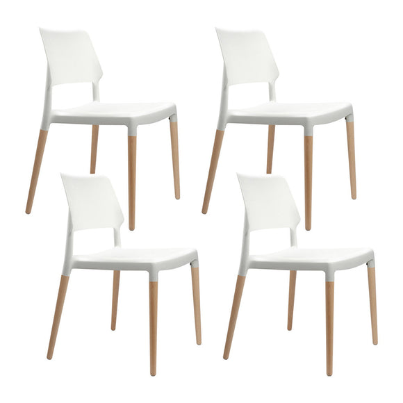 NNEDSZ Set of 4 Wooden Stackable Dining Chairs - White