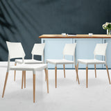 NNEDSZ Set of 4 Wooden Stackable Dining Chairs - White